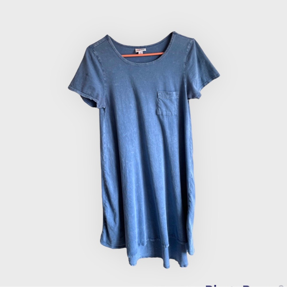 💠 LuLaRoe Carly dress, size xs, blue denim design. Used normal wear